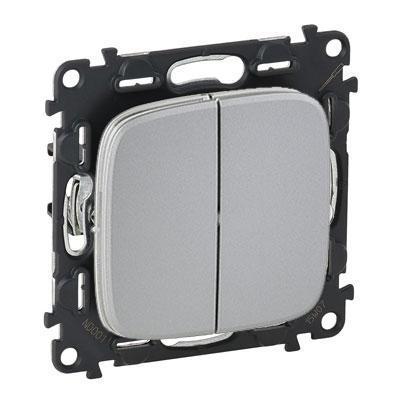 Переключатель двухклавишный Legrand Valena Allure алюминий