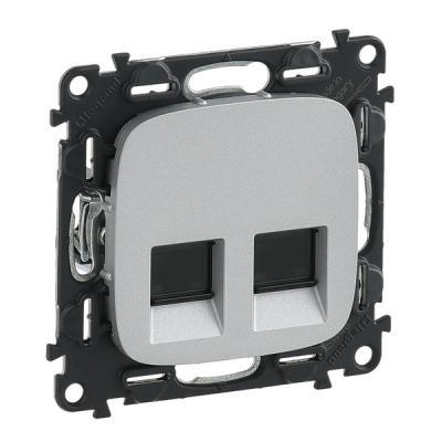 Розетка информационная двойная RJ45 Кат. 5e Legrand Valena Allure алюминий
