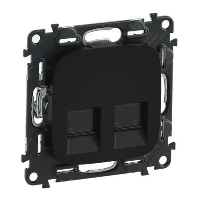 Розетка информационная двойная RJ45 Кат. 5e Legrand Valena Allure черный
