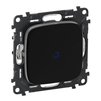 Переключатель одноклавишный без фиксации (кнопка) с подсветкой Legrand Valena Allure черный