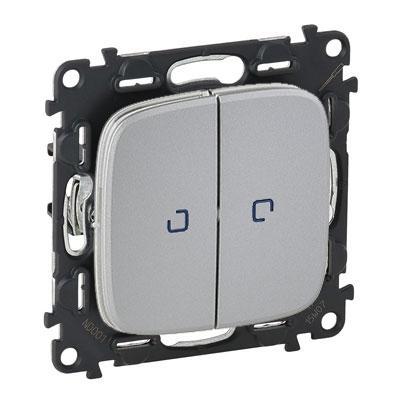 Переключатель двухклавишный с подсветкой Legrand Valena Allure алюминий