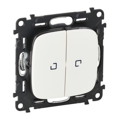 Переключатель двухклавишный без фиксации (кнопка) с подсветкой Legrand Valena Allure белый