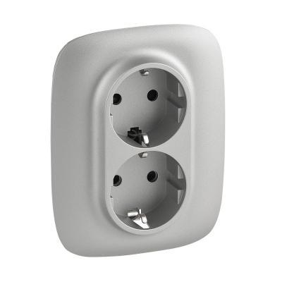 Розетка двойная с заземлением безвинтовые зажимы Legrand Valena Allure алюминий