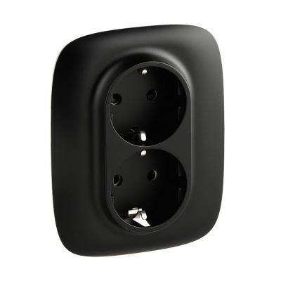 Розетка двойная с заземлением безвинтовые зажимы Legrand Valena Allure черный