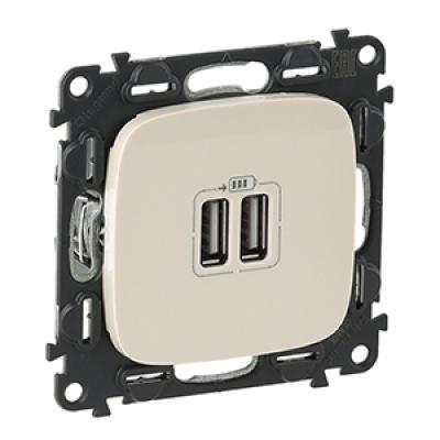 Зарядное устройство с двумя USB type A разъемами Legrand Valena Allure слоновая кость