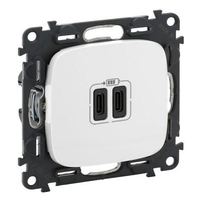 Зарядное устройство с двумя USB type C разъемами Legrand Valena Allure белый