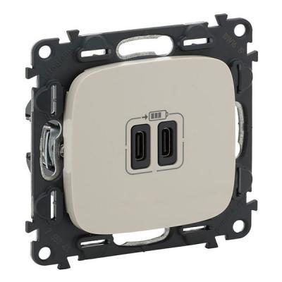 Зарядное устройство с двумя USB type C разъемами Legrand Valena Allure слоновая кость