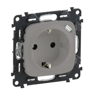 Розетка комбинированная с заземлением и встроенным зарядным устройством USB type C Legrand Valena Allure алюминий