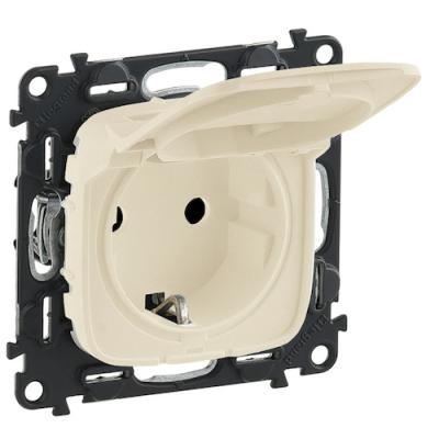 Розетка с заземлением с крышкой винтовые зажимы Legrand Valena Allure слоновая кость