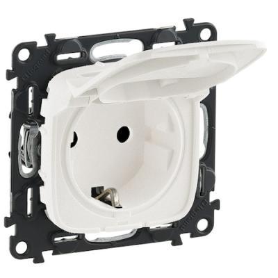 Розетка с заземлением с крышкой винтовые зажимы Legrand Valena Allure перламутр