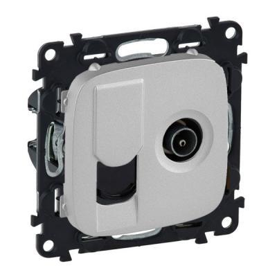 Розетка телевизионная «звезда» + информационная RJ45 Кат. 6 UTP Legrand Valena Allure алюминий