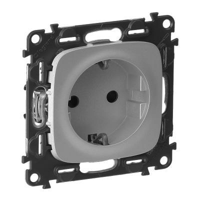 Розетка с заземлением и защитными шторками безвинтовые зажимы Legrand Valena Allure алюминий