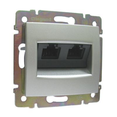 Розетка информационная двойная RJ45 Кат. 5e Legrand Valena алюминий