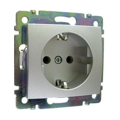 Розетка с заземлением винтовые зажимы Legrand Valena алюминий