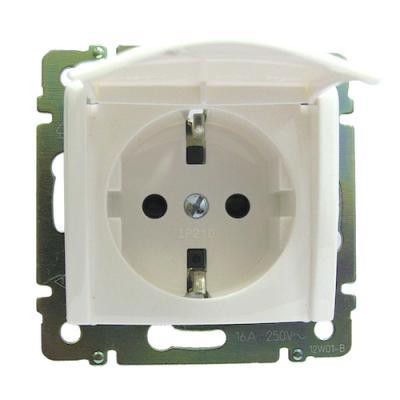 Розетка с заземлением и защитными шторками с крышкой винтовые зажимы Legrand Valena  белый