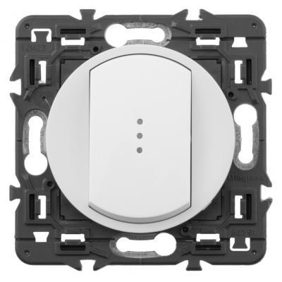 Выключатель одноклавишный без фиксации (кнопка) с подсветкой Legrand Celiane белый