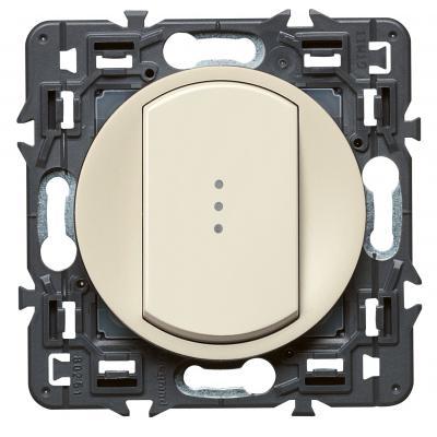 Выключатель одноклавишный без фиксации (кнопка) с подсветкой Legrand Celiane слоновая кость