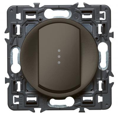 Выключатель одноклавишный без фиксации (кнопка) с подсветкой Legrand Celiane графит