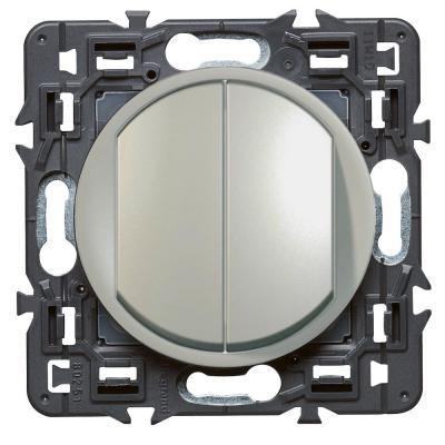 Выключатель/переключатель двухклавишный Legrand Celiane титан