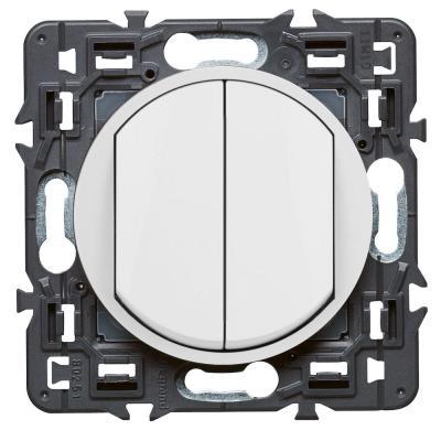 Выключатель двухклавишный без фиксации (кнопка) Legrand Celiane белый