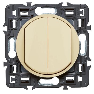 Выключатель двухклавишный без фиксации (кнопка) Legrand Celiane слоновая кость