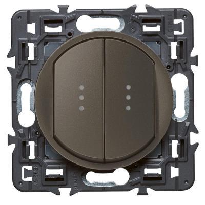 Выключатель/переключатель двухклавишный с подсветкой Legrand Celiane графит