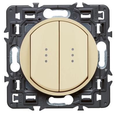 Переключатель двухклавишный без фиксации (кнопка) с подсветкой Legrand Celiane слоновая кость