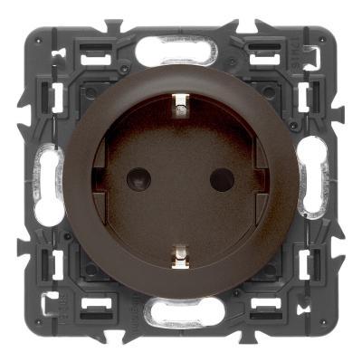 Розетка с заземлением и защитными шторками винтовые зажимы Legrand Celiane графит