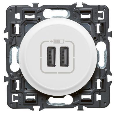 Зарядное устройство с двумя USB type A разъемами Legrand Celiane белый