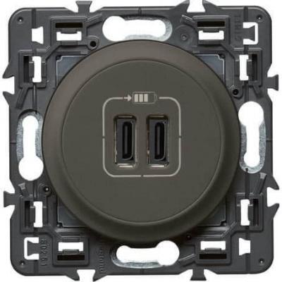 Зарядное устройство с двумя USB type C разъемами Legrand Celiane графит