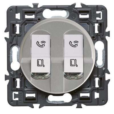 Розетка информационная двойная RJ45 UTP кат. 6 Legrand Celiane титан