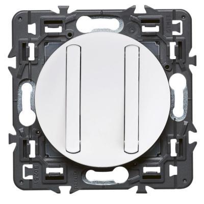 Выключатель/переключатель двухклавишный тонкий Legrand Celiane белый