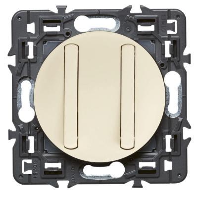 Переключатель двухклавишный без фиксации (кнопка) тонкий Legrand Celiane слоновая кость