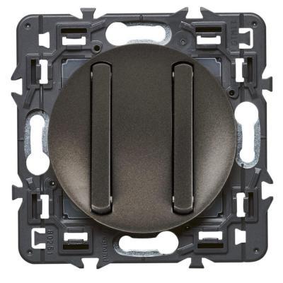 Выключатель двухклавишный без фиксации (кнопка) тонкий Legrand Celiane графит