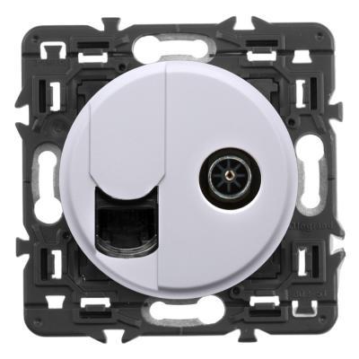 Розетка телевизионная «звезда» + информационная RJ45 Кат. 6 UTP Legrand Celiane белый