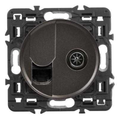 Розетка телевизионная «звезда» + информационная RJ45 Кат. 6 UTP Legrand Celiane графит