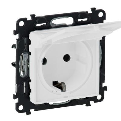 Розетка с заземлением с крышкой безвинтовые зажимы Legrand Valena Life белый