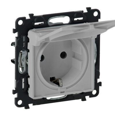 Розетка с заземлением с крышкой безвинтовые зажимы Legrand Valena Life алюминий