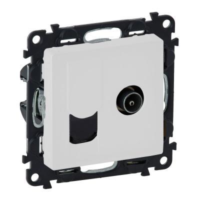 Розетка телевизионная «звезда» + информационная RJ45 Кат. 6 UTP Legrand Valena Life белый