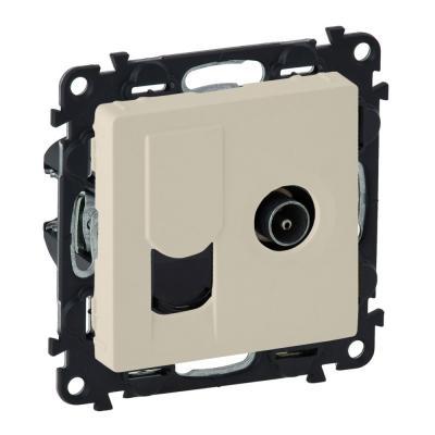 Розетка телевизионная «звезда» + информационная RJ45 Кат. 6 UTP Legrand Valena Life слоновая кость