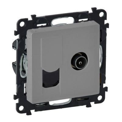 Розетка телевизионная «звезда» + информационная RJ45 Кат. 6 UTP Legrand Valena Life алюминий