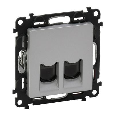 Розетка информационная двойная RJ45 Кат. 5e Legrand Valena Life алюминий