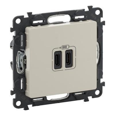 Зарядное устройство с двумя USB type C разъемами Legrand Valena Life слоновая кость