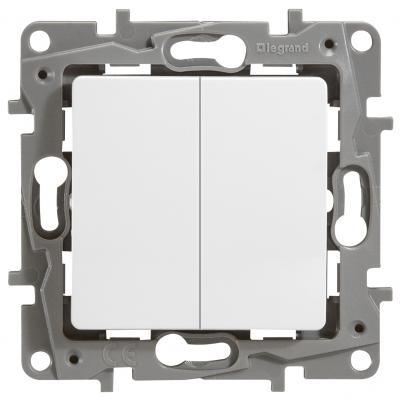 Выключатель двухклавишный Legrand Etika белый