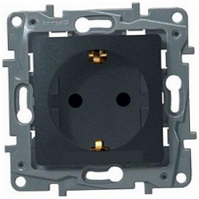 Розетка с заземлением винтовые зажимы Legrand Etika черный