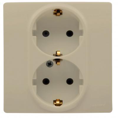 Розетка двойная с заземлением винтовые зажимы Legrand Etika слоновая кость