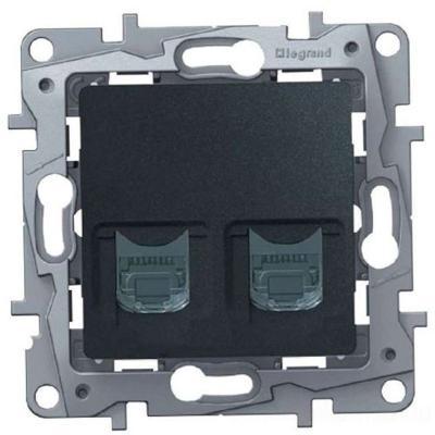 Розетка информационная двойная RJ45 Кат. 5e Legrand Etika  черный