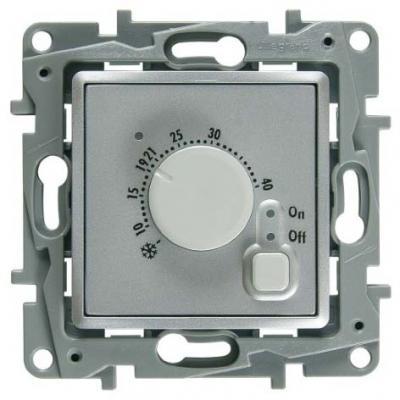 Термостат с датчиком для теплых полов Legrand Etika алюминий