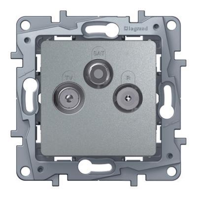 Розетка телевизионная TV-R-SAT двухкабельная Legrand Etika алюминий