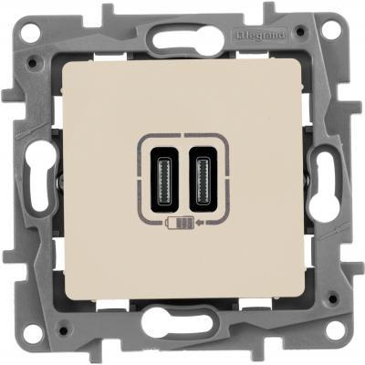 Зарядное устройство с двумя USB type C разъемами Legrand Etika слоновая кость